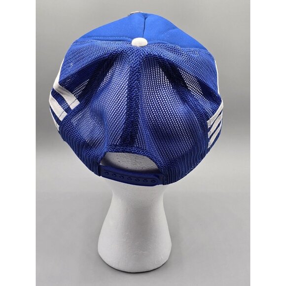 Deadstock Mack Trucks 3 Stripe Mesh Snapback Hat Cap Trucker Royal Blue‎ Patch - Picture 3 of 6